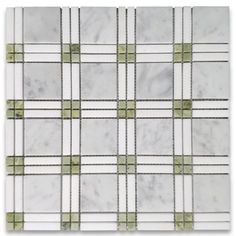 white marble and green glass tile