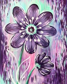 an acrylic painting of a purple flower