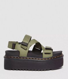 Dr. Martens Kimber Athena Leather Flatform Sandal - Green US 5, Women's Mutedolive PU-coated leather strappy sandal Adjustable hook and latch straps Color pop stitch ripple tread sole Goodyear welt AirWair cushioned footbed 3 heel with a 2 3/8 platform. Due to the nature of leather/suede, small variances of color in the skin may occur, this is in no way considered a defect. These are inherent characteristics of leather/suede and will enhance the individual look of your garment.. PU Coated Leathe Nike Platform Sandals Outfit, Women Shoes 2024, Doc Sandals, Chunky Leather Sandals, Pop Stitch, Green Sandals, Sandals Outfit, Chunky Sandals, Flatform Sandals