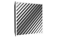 an abstract black and white painting with vertical lines on the bottom, against a white background