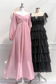 A fairytale-pink gown, the Persephone maxi dress in sparkling blush pink chiffon features a pleated bodice, long sleeves, smocked elastic back with zipper, a sweetheart neckline, and a full, sweeping skirt. Please Note- This item is final sale only. . Details: S: Bust 32"-36", Waist 26"-28", Length 58" M: Bust 34"-38", Waist 28"-30", Length 59" L: Bust 36"-40", Waist 30"-32", Length 60" Skirt Length Waist to Hem: 47" Center Back Zipper 100% Polyester Lined Dry Clean Only Imported Pink Party Dress With Gathered Sleeves, Pleated Long Sleeve Chiffon Party Dress, Long Sleeve Pleated Chiffon Party Dress, Pleated Long-sleeve Chiffon Party Dress, Pink Ruffled Chiffon Prom Dress, Long Sleeve Chiffon Dress With Gathered Sleeves, Pink Empire Waist Maxi Dress For Evening, Pink Empire Waist Dress For Prom, Party Empire Waist Ruched Maxi Dress