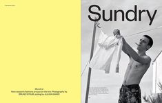 the man is drying his clothes in the sundry area on the cover of the magazine