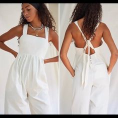 New Free People Endless Summer Josephine Cross Back Jumper Jumpsuit Size Xs Side Pockets Empire Waistline Tapered Legs Endless Summer Bust: 16” Across Rise: 23” Inseam: 28” Cotton Jumpsuits And Rompers For Vacation, Casual White One-piece Jumpsuit, White Cotton Jumpsuits And Rompers For Vacation, White One-piece Jumpsuits And Rompers For Summer, White One-piece Summer Jumpsuit, White One-piece Jumpsuit For Summer, High-waist Jumpsuits And Rompers For Vacation, White Wide Leg Jumpsuits And Rompers For Beach, White High Waist Jumpsuits And Rompers For Summer