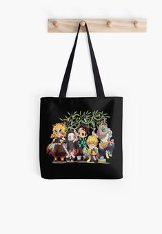 Soft polyester canvas shopping bag with edge-to-edge print on both sides. Fully lined for extra strength. Three sizes to choose from. Demons Slayers Cools Casual Bags With Character Print For Daily Use, Black Rectangular Bag With Anime Print, Black Rectangular Bags With Character Print, Black School Bags With Anime Print, Casual Black Bag With Character Print, Casual Black Bags With Character Print, Black Rectangular Canvas Bag With Graphic Print, Canvas Shopping Bag, Medium Bags