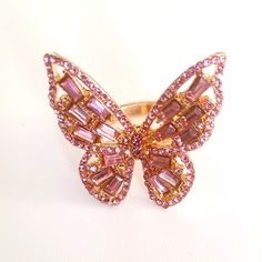 Brand New Pink Rhinestones And Gold Color Butterfly Adjustable Band Ring. Never Used, Clean, Mint Condition. Message Me With Any Questions. See All Of My Other Items For Sale. Thanks For Visiting. Pink Rhinestone Party Rings, Pink Party Rings With Rhinestones, Trendy Pink Butterfly Jewelry, Pink Cubic Zirconia Party Rings, Pink Crystal Ring For Gift, Trendy Pink Cubic Zirconia Jewelry, Pink Rhinestone Rings For Gifts, Trendy Pink Rhinestone Jewelry, Color Butterfly