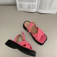 Features: Square toe Buckle closure Upper: PU Outsole: Rubber Platform: 2'' (5CM) Costume Bags, Outwear Coat, Slipper Sandals, Casual Sets, Bra Set, Skate Shoes, Handbag Backpack, Black Sandals, Bags Handbags