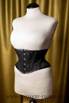 Waspie Corset - ready to ship  This comfortable and easy corset is perfect to be worn both over or underneath clothing. Thanks to the external boning channels, the channels will not press on the skin. The one layer construction and sturdy, black flower broche coutil (unique corset fabric) permit the skin to breath and allow the corset to set itself to your body. A classic finish is provided by silver busk and grommets and makes it a beautiful addition to any outfit. It works particulary well wit Black Underbust Corset Belt With Corset Back, Black Underbust Corset Belt With Boning, Black Stretch Corset Belt With Corset Back, Black Overbust Corset With Medium Bust Support, Black Underbust Corset With Fitted Bodice, Black Fitted Underbust Corset, Elegant Black Corset Belt With Boned Bodice, Black Underbust Corset With Boning, Black Stretch Overbust Corset Belt