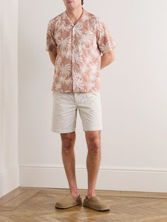 Hartford draws inspiration from the relaxed spirit of California and the Hamptons. This shirt is made from breathable cotton that's printed with palm trees and has a relaxed convertible collar. Relaxed Fit Palm Tree Print Shirt For Spring, Relaxed Fit Collared Top With Palm Tree Print, Collared Top With Palm Tree Print In Relaxed Fit, Collared Tops With Palm Tree Print And Relaxed Fit, Relaxed Fit Cotton Camp Shirt With Palm Tree Print, Relaxed Fit Cotton Shirt With Palm Tree Print, Cotton Camp Shirt With Palm Tree Print, Relaxed Fit, Summer Camp Shirt With Palm Tree Print Relaxed Fit, Tropical Palm Tree Print Shirt In Relaxed Fit