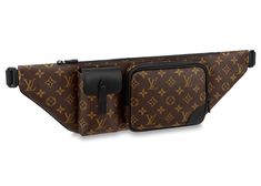 Luxury Coated Canvas Belt Bag For Everyday, Luxury Belt Bag With Removable Pouch In Coated Canvas, Luxury Travel Belt Bag With Dust Bag Included, Designer Rectangular Business Belt Bag, Designer Rectangular Belt Bag For Business, Classic Brown Monogram Canvas Belt Bag, Designer Brown Belt Bag For Travel, Classic Monogram Canvas Belt Bag With Removable Pouch, Luxury Monogram Canvas Belt Bag For Travel