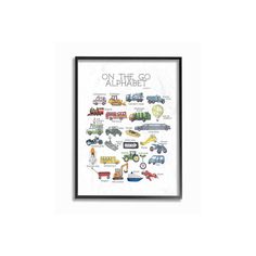 This Stupell Home Decor Transportation Alphabet Framed Wall Art is perfect for your tot's bedroom or playroom. Artist: Dishique Small: 16"H x 1.5"W x 20"D, weight: 2 lbs. Medium: 24"H x 1.5"W x 30"D, weight: 4 lbs. Large: 11"H x 1.5"W x 14"D, weight: 7 lbs. MDF wood, canvas Vertical display Box frame rests on nail to make hanging easy Wipe clean Size: 16X20. Color: Black. Gender: unisex. Age Group: adult. Toddler Boy Room Art, Transportation Alphabet, Alphabet Frames, Boy Room Art, Toddler Boys Room, Toddler Bedrooms, Timeless Art, Wood Canvas, Display Boxes