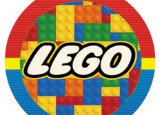 a round sticker with the word lego on it