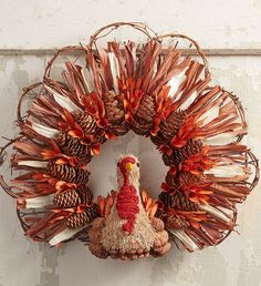 Thanksgiving Wreaths Diy, Turkey Wreath, Fall Party Decorations, Fall Decor Diy Crafts, Holiday Wreaths Diy, Flowers Autumn, Turkey Crafts, Thanksgiving Decorations Diy, Door Wreaths Diy