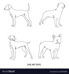 four different types of dogs line art