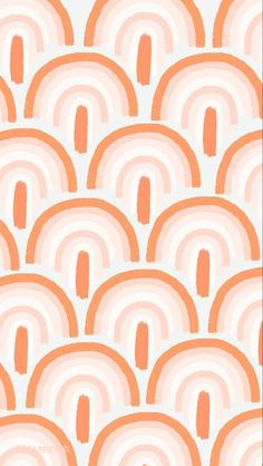 an orange and white pattern with circles in the middle, on top of each other