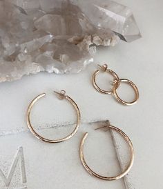 Vintage Hoops - James Michelle   www.jamesmichelle.com Matte Gold Round Tarnish Resistant Earrings, Rose Gold Circular Metal Jewelry, Gold Round Plug Earrings Tarnish Resistant, Gold Tarnish Resistant Round Plug Earrings, Everyday Round Brass Jewelry, Everyday Brass Jewelry, Bronze Circle Shaped Metal Jewelry, Bronze Circular Metal Jewelry, Nickel Free Circle Bronze Jewelry