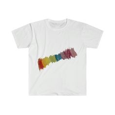 Rainbow Designed by Kids Unisex T-Shirt, Softstyle by Josiand Fun kid designed rainbow pattern Made from very soft materials, this tee is 100% cotton. There are no side seams. The collar is made with ribbed knitting to prevent curling.  .: 100% ring-spun cotton .: Light fabric (4.5 oz/yd² (153 g/m .: Eurofit .: Tear-away label .: Runs true to size Rainbow Design, Rainbow Color, Rainbow Pattern, Kids Design, Shirt Price, Rainbow Colors, Cool Kids, Light Fabric, Unisex T Shirt