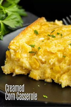 Creamed Corn Casserole is an easy corn casserole recipe made with sweet corn, Jiffy mix, eggs, sour cream, and cheese. This baked creamed corn casserole is a creamy cornbread casserole that makes the best side dish for dinner and an easy Easter side dish, Thanksgiving side dish or Christmas side dish. Easy Creamed Corn, Creamed Corn Casserole, Creamed Corn Casserole Recipe, Sweet Corn Casserole, Creamy Corn Casserole, Corn Recipes Side Dishes, Cornbread Casserole Recipe, Cream Corn Casserole, Best Side Dish