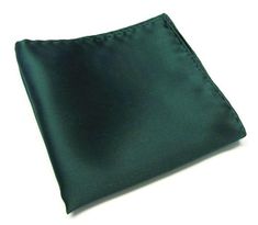 One solid dark forest green pocket square, size 10" x 10". Classic Satin Silk Scarf For Formal Occasions, Classic Formal Satin Silk Scarf, Green Formal Pocket Square Handkerchief, Formal Green Pocket Square Handkerchief, Formal Rectangular Silk Scarf, Formal Solid Color Satin Silk Scarf, Formal Solid Satin Silk Scarf, Classic Silk Handkerchiefs For Gifts, Formal Silk Scarf