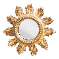 a gold sun mirror on a white background