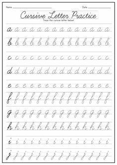 cursive letter practice worksheet with the upper and lowercase letters in it