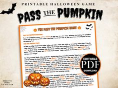 a page from the printable halloween game pass the pumpkin