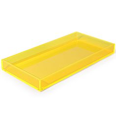 an empty yellow plastic tray on a white background