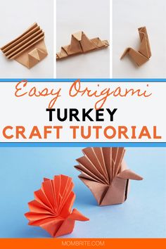 easy origami turkey craft with instructions to make it