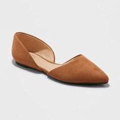 These Julie Ballet Flats from A New Day™ in a neutral color make a smart casual and versatile addition to your everyday footwear. Designed with a closed pointed toe, they bring a chic finish to any outfit. The flat medium-width shoes come with cushioned insoles and a slip-on design for comfortable and easy wear. Pair them with casual or dressy outfits to elevate your look. A New Day™: Style that goes wherever you do. Pointed Ballet Flats, Women's Ballet Flats, Pointed Flats, Brown Flats, Rubber Shoes, Womens Ballet Flats, Pointed Toe Flats, Black Flats, A New Day