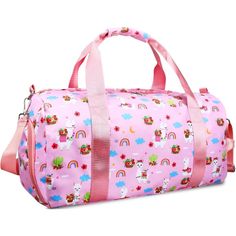 * Lightweight& Durable& Multi Compartmentgirl Kids Travel Duffle Bag, 18.1 X 9.2 X 8.7 Inches,1 Main Compartment With 1 Inner Zipper Pocket, 2 Interior Open Pockets, 1 Large Wet Compartment,1 Side Pocket, And 1 Separated Shoe Pocket. Different Sizes Pockets Are Enough For You To Hold Your Items Like 14" Or Under Laptop, Ipad, A4 Files, Books, Umbrella, Sunglasses, Cosmetics,Phone , Keys ,Passports ,Uniform, Shoes, Water Bottle ,Snacks Plus Her Pompoms And Other Daily Things. * Kids Duffle Bag Wi Pink Nylon Duffle Bag For School, Cute Rectangular Bags For Outdoor Activities, Pink Travel Bag With Zipper For Outdoor Activities, Cute Pink Bag For Outdoor Activities, Cute Pink Bags For Outdoor Activities, Trendy Waterproof Pink Bag, Pink School Duffle Bag With Zipper Closure, Pink Waterproof School Bags, Kids Travel Bags