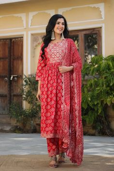 This is a beautiful 3-piece set. The set comes with printed & embroidered kurta has round neck, calf length and 3/4th sleeves teamed with matching trouser pants and a dupatta with embroidery detailing. Total No of Set-3 Color - Red Kurta Fabric: Rayon Bottom Fabric - Rayon Dupatta Fabric-Chiffon Work Done - Print & Embroidered Detailing. Sleeve Length: 3/4th Sleeves Occasion: Party Wear Washing Instructions: Dry Clean Red Kurta, Liquid Glitter Eyeshadow, Embroidered Suit, Embroidery Detailing, Chiffon Dupatta, Glitter Eyeshadow, Suit Set, Trouser Pants, Indian Wear