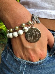 The White Turquoise and Ivory Pearl Bracelet...wonderful Spring/Summer accessory! Sweats Style, Family Bracelets, Tiktok Shop, Beads Bracelet Design, Notes Template, Bracelet Design, Ivory Pearl, Bracelet Ideas, White Turquoise