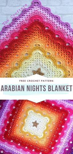 a crocheted afghan with the words, free crochet pattern arabian nights blanket