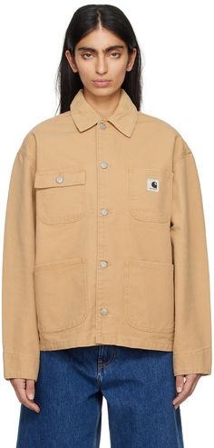 Organic cotton canvas jacket. · Corduroy spread collar · Button closure · Logo patch at chest · Flap pocket and patch pockets · Adjustable two-button barrel cuffs · Unlined Supplier color: Bourbon Cotton Shacket With Button Cuffs And Lapel Collar, Beige Cotton Shacket With Buttons, Beige Cotton Shacket With Buttoned Pockets, Cotton Utility Jacket With Button Cuffs, Brown Cotton Utility Jacket With Patch Pockets, Beige Cotton Outerwear With Patch Pockets, Brown Cotton Shacket With Buttons, Beige Cotton Utility Jacket With Patch Pockets, Beige Cotton Outerwear With Buttons