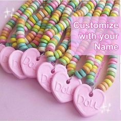 Custom Name Necklace, Personalized Name Necklace for Women, Pastel Candy Choker, Colorful Name Necklace, Fatally Feminine, Kawaii Necklace