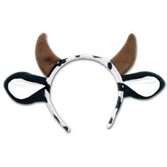 two horns are attached to the side of a headband with black and white trim