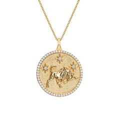 Luxe Taurus Zodiac Pavé Pendant - Brilliant Earth Flush Set Diamond, Taurus Sign, A Bull, Pave Pendant, Inner Light, Taurus Zodiac, Brilliant Earth, Halo Diamond, Eternity Ring