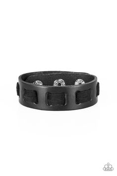 Black suede laces are threaded along the front of a leather band for a rugged look. Features an adjustable snap closure. Sold as one individual bracelet. P9UR-BKXX-332XX Rugged Leather, Pink Jewels, Snap Bracelets, Rugged Look, Black Bracelets, Paparazzi Accessories, Suede Lace, Urban Wear, Paparazzi Jewelry