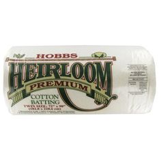 a roll of cotton batting paper with the words heiroom on it's side