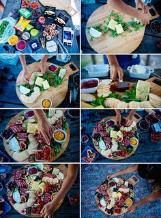 a collage of photos showing different types of food