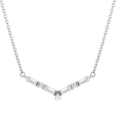 Jenny Packham 9ct White Gold 0.13cttw Baguette Necklace Jenny Packham Bridal, Baguette Necklace, White Gold Chain, White Gold Chains, Necklace Brands, Jenny Packham, Baguette Cut Diamond, Bridal Jewellery, Fine Jewelry Collection