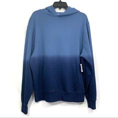 Old Navy Women's Unisex Blue Ombre Garment-Dyed Long Sleeve Pullover Hoodie Sweatshirt. Size: Medium Pit To Pit: 24" Length: 28" Condition: New With Tags. Oversized Blue Top With Kangaroo Pocket, Blue Crew Neck Top With Kangaroo Pocket, Blue Long Sleeve Tops With Kangaroo Pocket, Blue Cotton Top With Kangaroo Pocket, Oversized Blue Crew Neck Hoodie, Blue Hoodie Sweatshirt For Loungewear, Oversized Blue Hoodie With Long Sleeves, Casual Blue Sweatshirt With Kangaroo Pocket, Blue Relaxed Fit Hoodie With Ribbed Cuffs