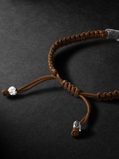 EXCLUSIVE AT MR PORTER. Elhanati's bracelet is the sort of style that'll become an everyday signature. Strung from woven brown cord, it features an ID bar made from the brand's signature hammered white gold. Wear yours solo or next to similar styles. Designer Adjustable Brown Bracelet, Designer Brown Adjustable Bracelet, Luxury Adjustable Braided Bracelets, Luxury Adjustable Brown Bracelet, Luxury Brown Adjustable Bracelet, Emerald Bracelet Gold, Leather Cord Bracelets, Mens Gold Jewelry, Emerald Bracelet