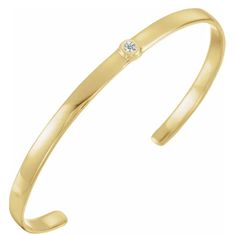 This elegant gold cuff is the perfect stack addition! Featuring a bezel set round brilliant diamond this looks amazing between your Coordinate Cuffs! 0.10 CTW diamond Diamond Cuff Bracelet, Stone Bangle, Cuff Bangle Bracelet, Bezel Set Diamond, Gold Cuffs, Bracelet Cuff, Diamond Bangle, Yellow Gold Bracelet, Tennis Bracelet Diamond