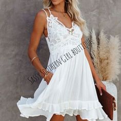 New Boho Country White Lace Chiffon Spaghetti Strap Dress. Poly Spandex. Boho Gypsy Western Hippie Coastal Farmhouse French Vintage Renaissance Victorian Beach Lace Shabby Chic Rustic Preppy Tropical Spell Anthropologie Coachella Festival Love And Lemons Free People Faux Fur Closet Details Please Read No Offers Shipping 1-4 Days No Exchange Per Posh Bx61xlbxl95 Flowy Lace Patchwork Beach Dresses, Beach Sundress With Lace Patchwork, Lace Patchwork Sundress For Beach, Lace Patchwork Sundress For The Beach, Flowy Cami Beach Dress, Flowy Cami Dress For The Beach, Flowy Lace Trim Sundress For Summer, Flowy Lace Trim Summer Sundress, White Cami Dress For Beach Season