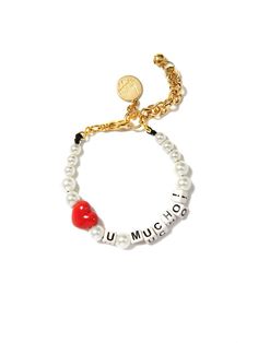 LOVE YOU MUCHO PEARL BRACELET – Venessa Arizaga Ceramic Charms, Gelang Manik, Dope Jewelry, You Love Me, Funky Jewelry, Beaded Accessories, Girly Jewelry, Bead Jewellery, Bijoux Diy