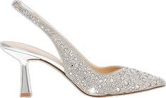 Silver Slingback Pumps With 4-inch Heel For Evening, Glamorous Sparkling Slingback Pumps, Elegant Glitter Slingback Pumps For Formal Occasions, Glamorous Glitter Slingback Pumps For Evening, Sparkling Slingback Heels For Formal Occasions, Elegant Silver Slingback Heels, Glamorous Slingback Pumps With 4-inch Heel, Elegant Rhinestone Low Heel Slingback Pumps, Elegant Glitter High Heel Slingback Pumps