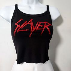 Polyester Ribbed No Boundaries Tank Black And Red Crop Top, Goth Crop Top, Slayer Shirt, Digital Closet, Red Crop Top, Dream Dresses, Fit Ideas, Wardrobe Ideas, Gothic Outfits