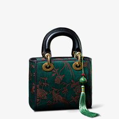 Fragrant Cloud Silk Mini Diana Bag – SinoCultural Luxury Embroidered Handheld Shoulder Bag, Luxury Embroidered Bag For Gifts, Luxury Embroidered Bag As Gift, Luxury Embroidered Bags As Gifts, Luxury Embroidered Green Bag, Luxury Green Embroidered Bag, Embroidery Scarf, Festival Scarves, Cowhide Handbags