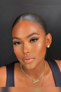 Natural Make Up On Black Women, Make Up Inspo Black Woman, Black Womens Makeup, Make Up Looks Natural Brown Eyes, Soft Glow Makeup Black Women, Brown Graduation Aesthetic, Black Waterline Makeup Black Women, Clean Make Up Black Women, Black Woman Makeup Wedding