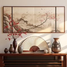 Chinese paintings decorating with fan fans fan drawing home wall decor, in the style of soft edges and atmospheric effects, vray, elegant figures, uhd image, Chinese culture. Transform your space into a perfectly decorated room with this photorealistic wall art. #ChinesePaintings #FanArt #HomeDecor #WallDecor #SoftEdges #AtmosphericEffects #Vray #ElegantFigures #UHDImage #ChineseCulture nan Bedroom Ideas Spring, Chinese Home Design, Valentines Decorations For Home, Garden Design Patio, Bedroom Baddie, Pink Bedroom Accessories, 2023 Home Interior